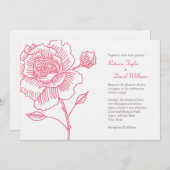 Rose rose tiré par la main de faire-part de (Devant / Derrière)