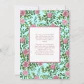 Rose rose Turquoise Aqua Photo Faire-part de gradu (Dos)