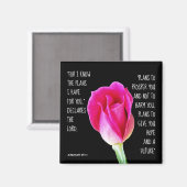 Rose rose, verset de Jérémie 29:11 Magnet (Recto/Verso)