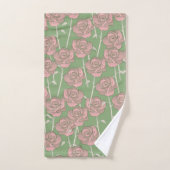 Rose rose verte Retro Y2K les années 70 Motif de f (Serviette à main)