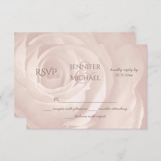 rose rose vif floral simple élégant mariage RSVP (Devant / Derrière)