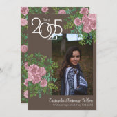 Rose Rose Vintage Brown Faire-part de graduation (Devant / Derrière)