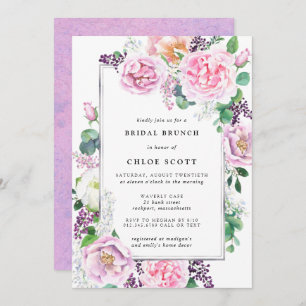 Rose rose violet Floral Bridal Brunch Invitation