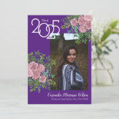 Rose rose violet photo Faire-part de graduation (Debout devant)