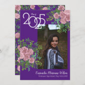 Rose rose violet photo Faire-part de graduation (Devant / Derrière)