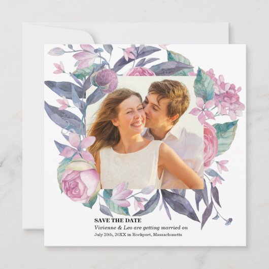 Rose rose violet photo Sauvez la carte de date (Devant)