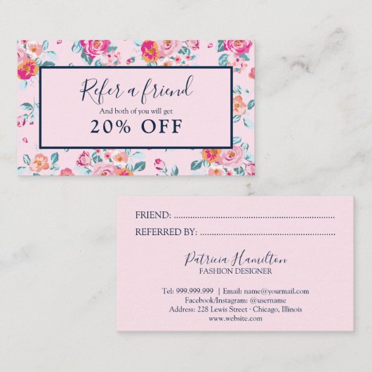 Rose Roses Floral Référer Une Carte De Référence D (Devant / Derrière)