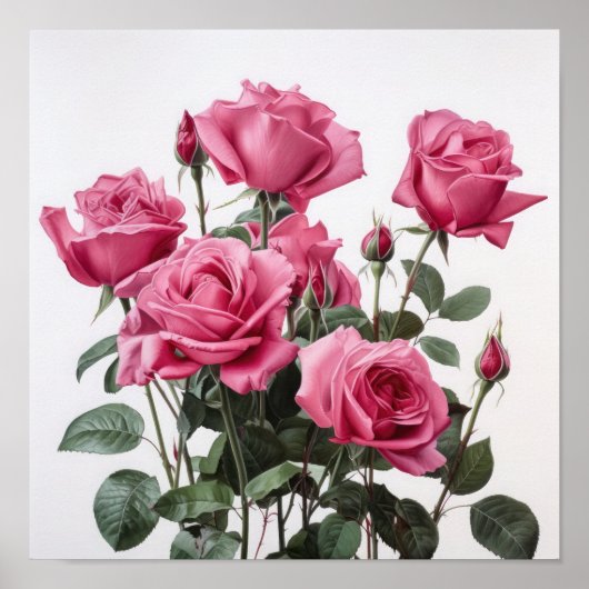 Rose Roses Flower Art Imprimer Poster (Devant)
