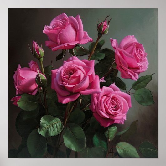 Rose Roses Flower Art Imprimer Poster (Devant)