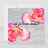 Rose Roses, toile Bridesmaid Carte Mariage (Devant)