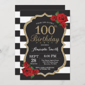 Rose rouge 100e anniversaire Invitation Parties sc (Devant / Derrière)