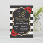 Rose rouge 18e anniversaire Invitation Parties sci (Debout devant)