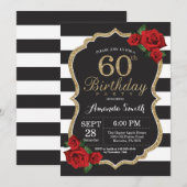 Rose rouge 60e anniversaire Invitation Parties sci (Devant / Derrière)