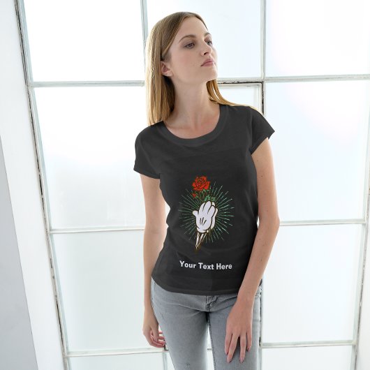 Rose rouge à squelette T-shirt main