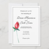 Rose rouge Aquarelle Cervin Invitations (Devant)