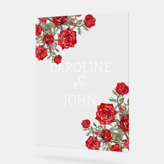 Rose rouge aquarelle florale (Angle)