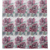 Rose rouge Aquarelle Peinture Douche Rideau (Devant)