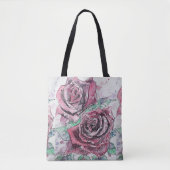 Rose rouge Aquarelle Rose Floral Sac fourre-tout d (Devant)