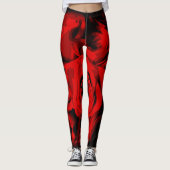 Rose rouge avec noir Imprimer tout sur les Legging (Devant)