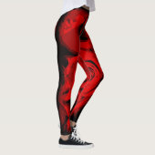 Rose rouge avec noir Imprimer tout sur les Legging (Droite)
