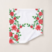 Rose rouge avec pétales détaillés, représenté dans (Gant de toilette)