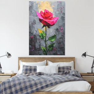 Rose rouge avec texture de tige - Art mural abstra
