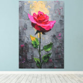 Rose rouge avec texture de tige - Art mural abstra (Insitu (Plancher de Bois))