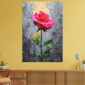 Rose rouge avec texture de tige - Art mural abstra (Insitu(Salon))