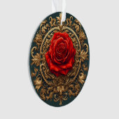 Rose rouge baroque dorée, cadeau élégant de luxe (devant)