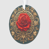 Rose rouge baroque dorée, cadeau élégant de luxe (devant)