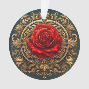 Rose rouge baroque dorée, cadeau élégant de luxe
