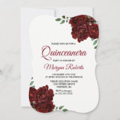 Rose rouge Bourgogne Belle Quinceanera Invitation (Devant)