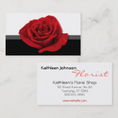 Rose rouge - cartes de visite de fleuriste (Devant / Derrière)