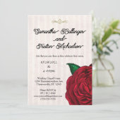 Rose rouge classique sur Faire-part de mariage Vel (Debout devant)