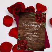 Rose rouge de Bourgogne Faire-part de mariage en b