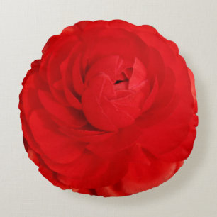 Rose rouge de coussin rond d'accent