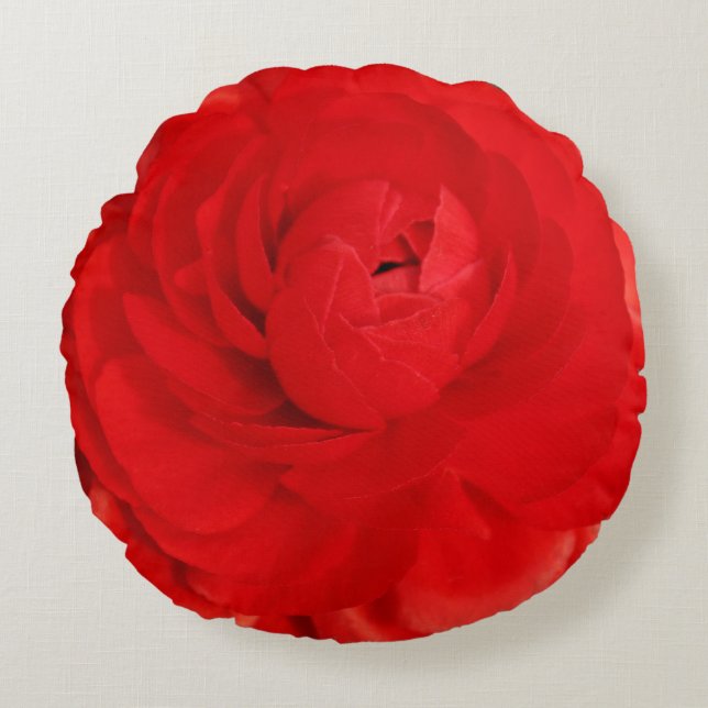 Rose rouge de coussin rond d'accent (Devant)