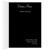 Rose rouge de menu de mariage sur la carte noire (Intérieur (Droit))