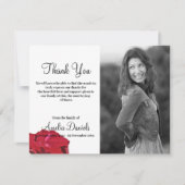 Rose rouge en mémoire Carte de remerciements (Devant)