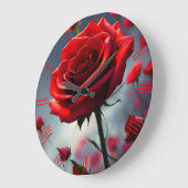 Rose Rouge Et Bufs, Horloge Mur (Angle)