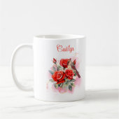 Rose rouge et cardinal Mug café personnalisé (Gauche)