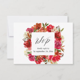 Rose rouge et florale rose avec RSVP de repas
