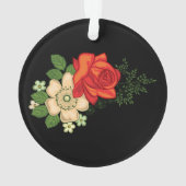 Rose rouge et marguerites Arrière - plan noir (dos)