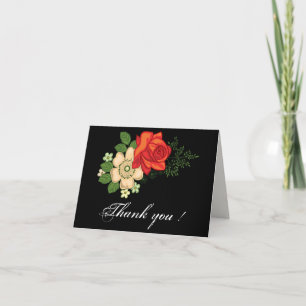 Rose rouge et marguerites Carte de remerciements n