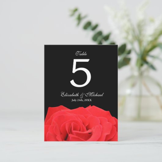 Rose rouge et Mariage noir Numéro de table (Debout devant)