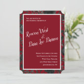 Rose rouge et noir Invitations de mariage gothique (Debout devant)