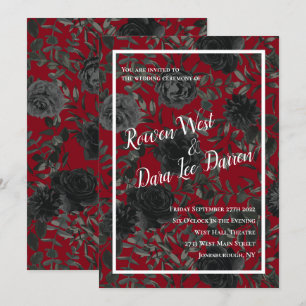 Rose rouge et noir Invitations de mariage gothique