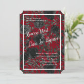 Rose rouge et noir Invitations de mariage gothique (Debout devant)