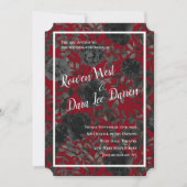 Rose rouge et noir Invitations de mariage gothique (Devant)