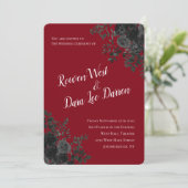 Rose rouge et noir Invitations de mariage gothique (Debout devant)